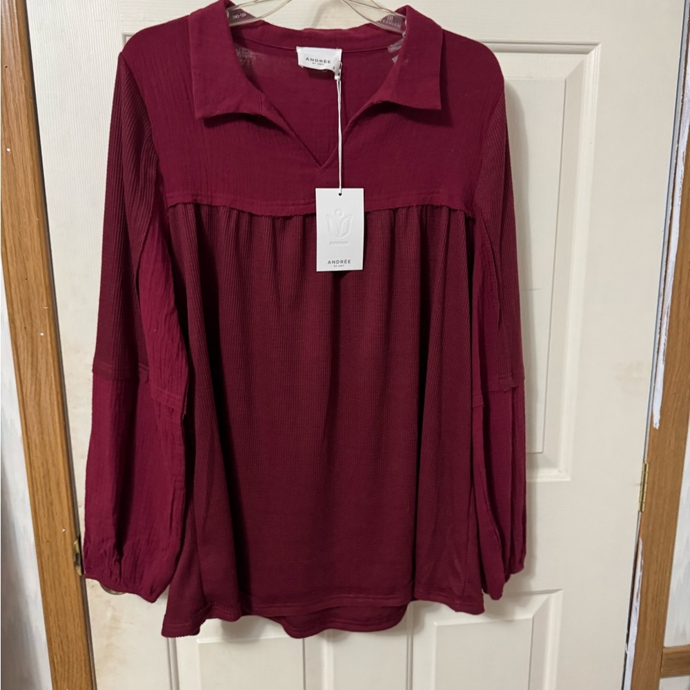Andree Burgundy Women's Blouse